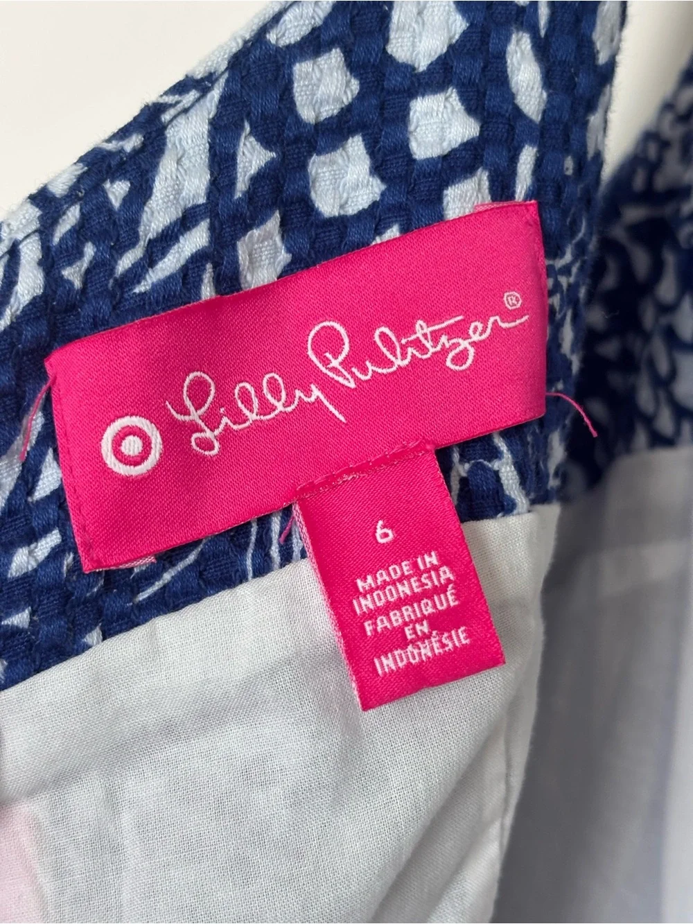Lilly Pulitzer Cotton Shift Dress Blue White Sleeveless Coastal Preppy Size 6 M